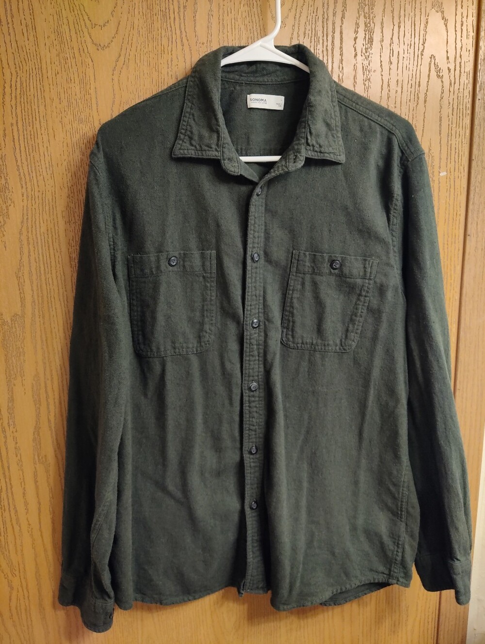 Sonoma Olive Green Lightweight Shirt Jacket with Chest Pockets